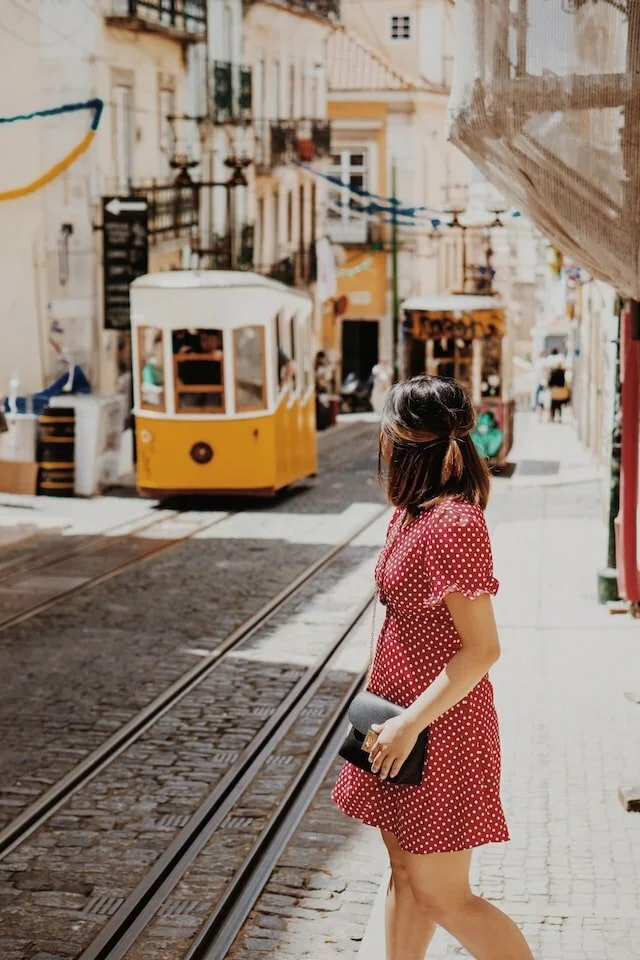 Woman walking in Lisbon